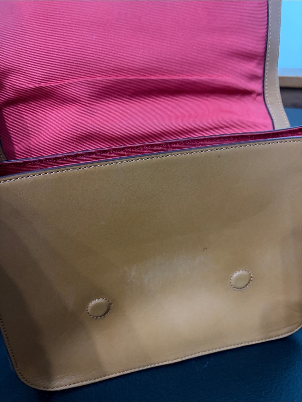 Ralph Lauren Tan Leather Crossbody Satchel with Buckle Details - Picture 3 of 5